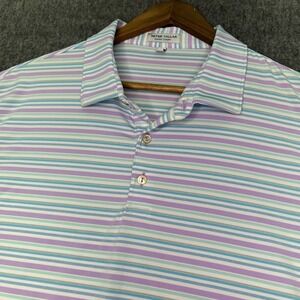 Peter Millar Polo Shirt Mens XL Pastels Summer Comfort Easter Spring Striped